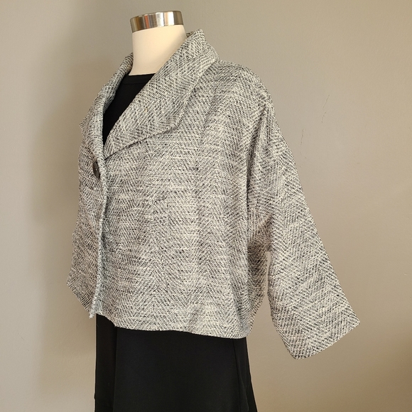 Eileen Fisher Cropped Tweed Kimono Style Swing Jacket Size PP - Picture 9 of 15